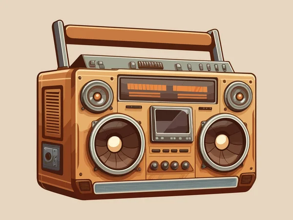Gravure Rétro Vintage Wooscut Style Moderne Audio Boombox Haut Parleur — Image vectorielle