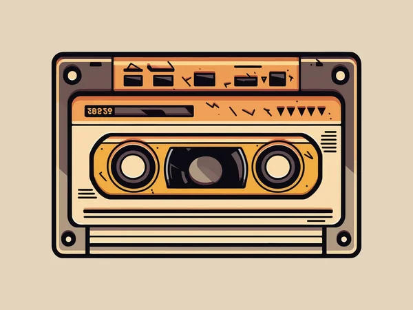Гравировка Ретро Винтажных Гравюр Современном Стиле Музыкальная Аудиокассета Использоваться Логотип — стоковый вектор