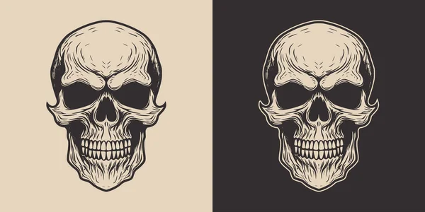 Set Vintage Retro Scary Hipster Skull Can Used Emblem Logo — Διανυσματικό Αρχείο