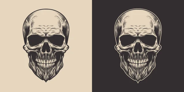 Set Vintage Retro Scary Hipster Skull Can Used Emblem Logo — Stok Vektör