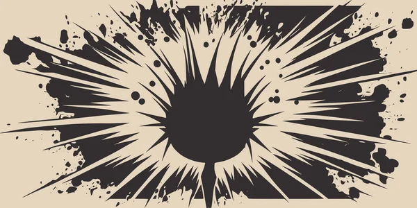 复古卡尔顿漫画油墨抽象画纹理背景与巨大的原子爆炸 图形艺术 — 图库矢量图片