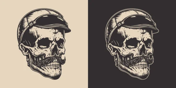 Set Vintage Retro Scary Hipster Skull Can Used Emblem Logo — Vector de stock