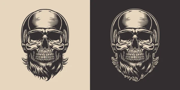Set Vintage Retro Scary Hipster Skull Can Used Emblem Logo — Vector de stock