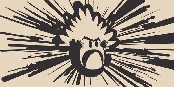 复古卡通画油墨抽象画纹理背景与巨大的原子爆炸 图形艺术 — 图库矢量图片