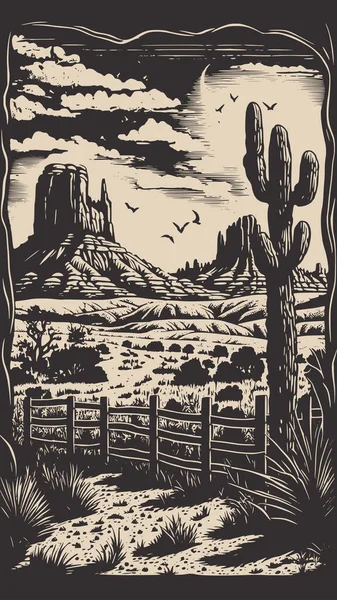 Mountain Woestijn Texas Achtergrond Landschap Wild West Western Avontuur Verkennen — Stockvector