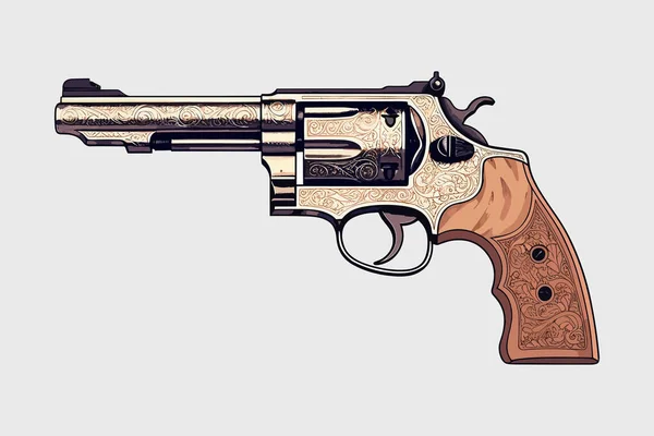 Vintage Retro Western Wild West Pistool Revolver Cowboy Cartoon Logo — Stockvector