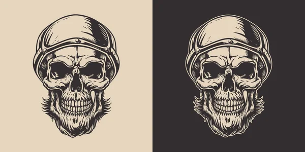 Ensemble Crâne Vintage Rétro Effrayant Peut Être Utilisé Comme Emblème — Image vectorielle
