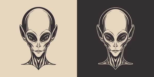 Vintage Retro Stripverhalen Alien Ufo Schepsel Humanoïde Persoon Karakter Griezelig Stockvector
