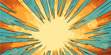 Vintage retro çizgi romanlar patlama patlama patlama patlama patlama kitap kapağı tasarımı ışık ve noktalarla. Dekorasyon ya da grafik için kullanılabilir. Grafik Sanatı.