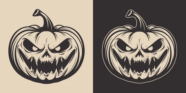 Sada Strašidelných Strašidelných Strašidelných Halloweenských Dýňových Luceren Tradiční Podzimní Symbol — Stockový vektor