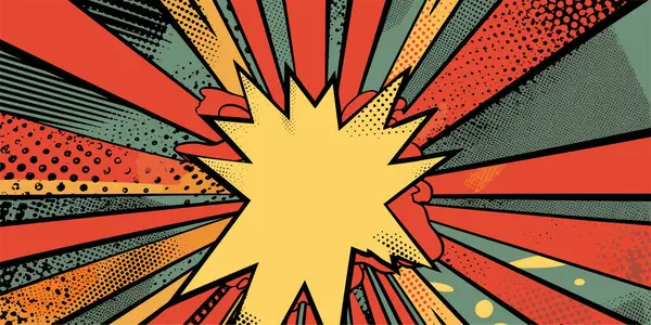 Vintage Rétro Comics Boom Explosion Crash Bang Couverture Livre Design — Image vectorielle