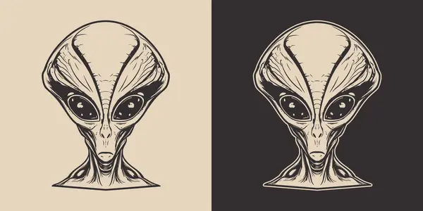 Vintage Retro Cartoon Comics Alien Ufo Kreatur Humanoide Person Charakter Stockillustration