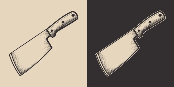 Juego Cuchillos Vintage Carnicería Hoja Arma Acero Metal Puede Utilizar — Vector de stock