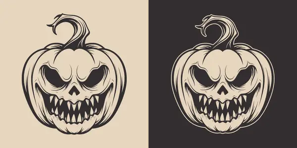 Conjunto Assustador Boo Assustador Halloween Abóbora Lanterna Monstro Outono Tradicional —  Vetores de Stock