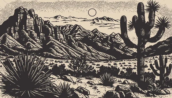 Mountain Woestijn Texas Achtergrond Landschap Wild West Western Avontuur Verkennen Vectorbeelden