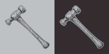 Eski model oymacılık stili ahşap çizim mekanik marangozluk çekiç çizimi çizimi