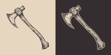 Eski model oymacılık stili ahşap çizim savaş marangozluğu kereste fabrikası ahşap baltası boyası.