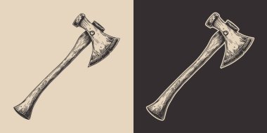 Eski model oymacılık stili ahşap çizim savaş marangozluğu kereste fabrikası ahşap baltası boyası.