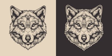 Eski model oymacılık stili ahşap kabartma taslak kafa resmi vahşi hayvan resmi çizimi