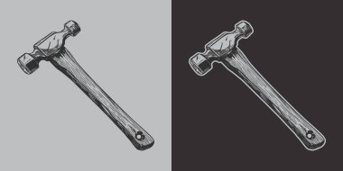 Eski model oymacılık stili ahşap çizim mekanik marangozluk çekiç çizimi çizimi