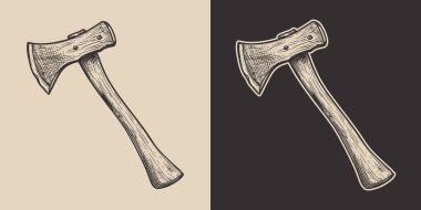 Eski model oymacılık stili ahşap çizim savaş marangozluğu kereste fabrikası ahşap baltası boyası.