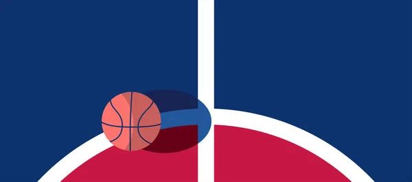 Pallone Basket Piedi Linea Bianca Sfondo Blu — Vettoriale Stock