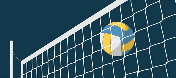 Volleyball Court Net Visible Hill Angle Volleyball Ball Standing Line —  Vetores de Stock