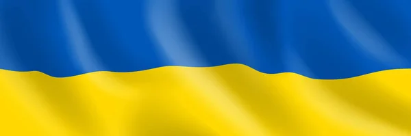 Golfde Ukraine Vlag Blauw Gele Kleuren Horizontale Achtergrond Vector Illustratie — Stockvector