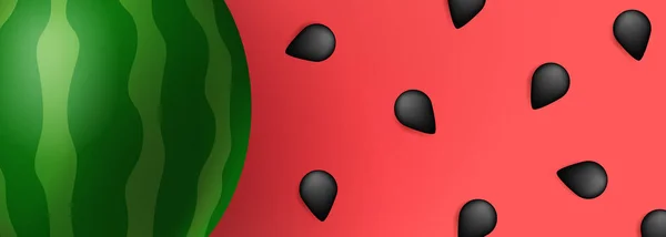 Watermelon Texture Horizontal Background Seeds Flyer Banner Poster Design — Stock Vector