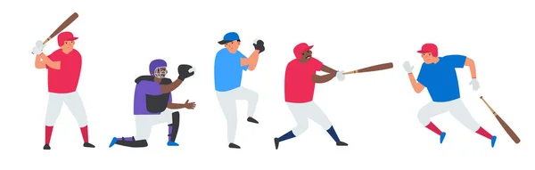 Joueurs Baseball Set Illustration Vectorielle — Image vectorielle