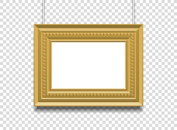 透明背景下的艺术图片或绘画的金色框架 — 图库矢量图片