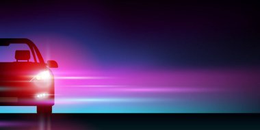 Fotokopi uzay çizimi ile gece karanlığında araba farları