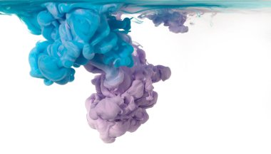 Colorful background of blue-violet clouds of paint.