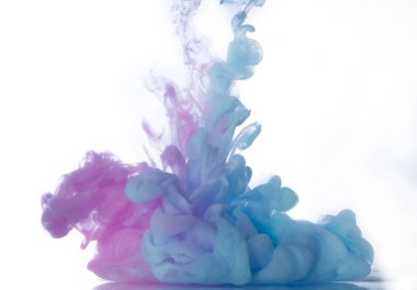 Colorful background of blue-violet clouds of paint.