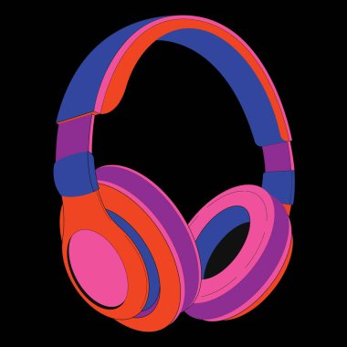 Resim müzikle ilgili renkli bir logodur. Bir daire tasarımı içinde kulaklıkları var..