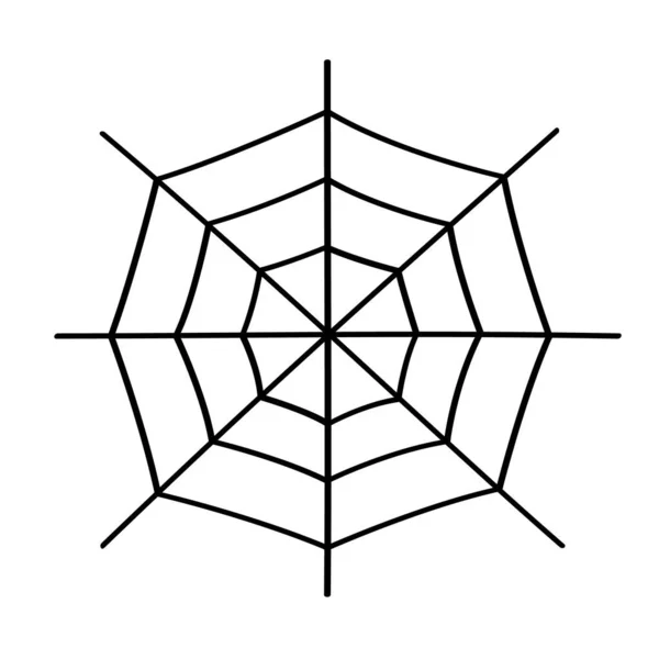 A black and white drawing of a spider web. Doodle line of the web of the spider.