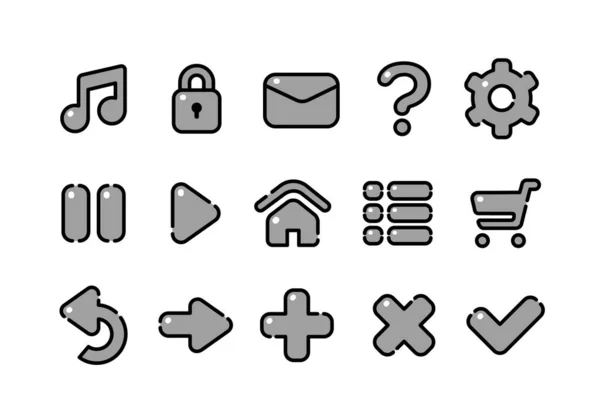 Zbiór Ikon Symbolami Projektowania Stron Internetowych Zestaw Przycisków Gier Aplikacji — Zdjęcie stockowe