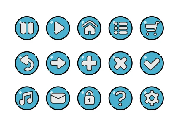 Zbiór Ikon Symbolami Projektowania Stron Internetowych Zestaw Przycisków Gier Aplikacji — Zdjęcie stockowe