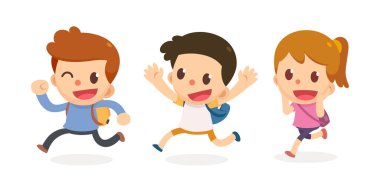 Çocuklar heyecanlandı. Çocuklar okula gitmek için hazır. Çocuklar oynamaya hazır..