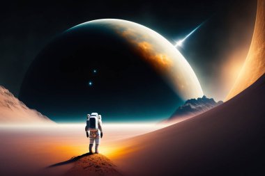 astronaut in the moon. elements of this image are furnished by nasa