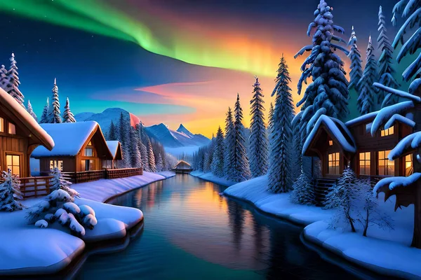 Bellissimo Paesaggio Invernale Con Montagne Neve — Foto Stock