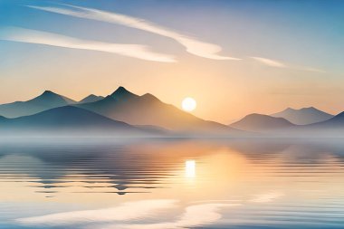 Gölün üzerinde güzel bir gün batımı