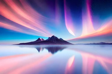 fantezi gezegeni. Doğa, hayvan, günbatımı.