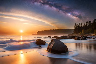 Denizin üzerinde güzel bir gün batımı.