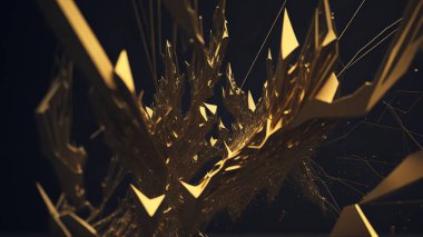 Parlayan parçacıklar ve çizgilerle soyut arkaplan. yüksek teknoloji 3D illüstrasyon.