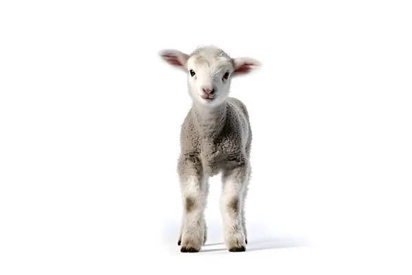 白に隔離された赤ちゃん子羊 — ストック写真