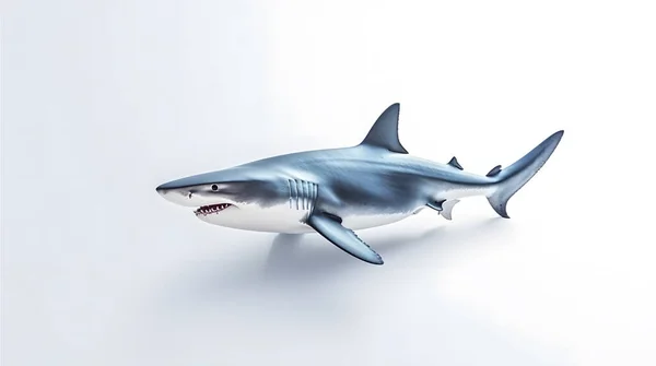 Beyaz Arka Planda Bir Köpekbalığının Boyutlu Canlandırması — Stok fotoğraf
