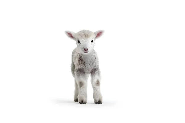 白い背景に可愛い子羊 — ストック写真