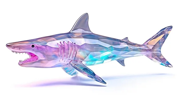 Renderização Tubarão Sobre Fundo Branco — Fotografia de Stock