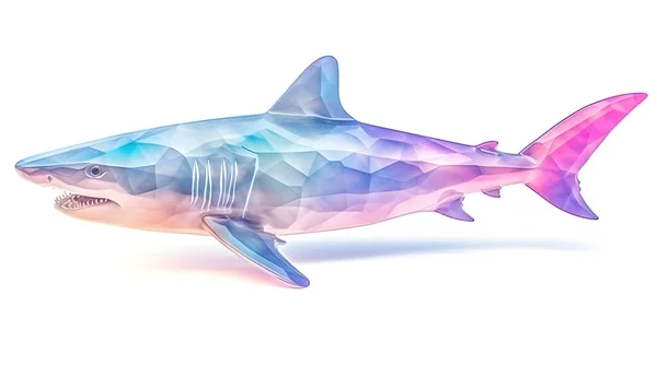 Beyaz Üzerine Izole Edilmiş Mavi Beyaz Bir Köpekbalığının Boyutlu Görüntüsü — Stok fotoğraf